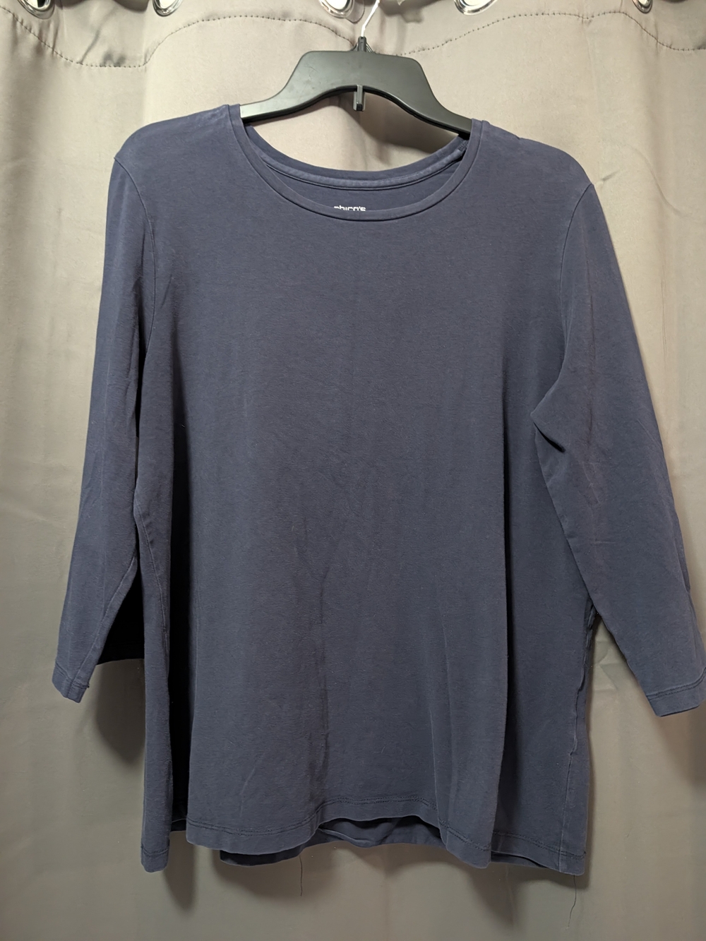 Chico's Navy Blue Long Sleeve Crewneck Top